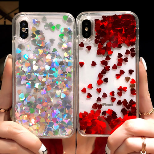 Love heart Sequins quicksand Case