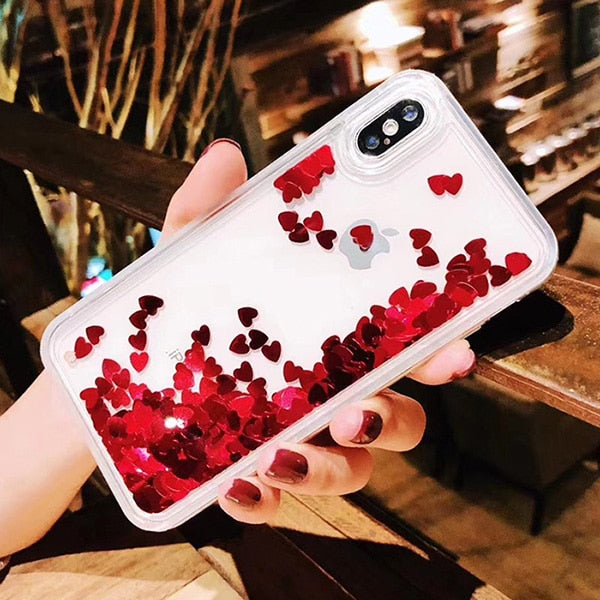 Love heart Sequins quicksand Case