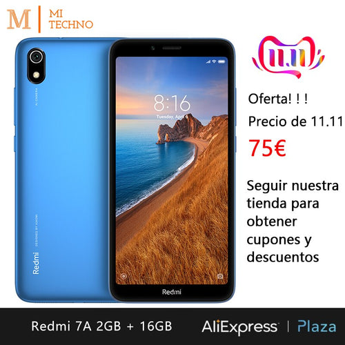 Xiaomi Redmi 7A Smartphone (2 hard GB RAM, 16 hard GB ROM, phone mobile, free, new, cheap, Dual SIM, 4000mAh battery, Android) [Global Version]