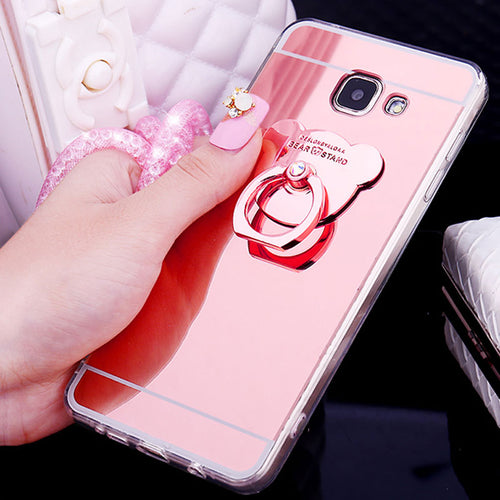 Luxury Mirror Stand Holder Plating TPU Case